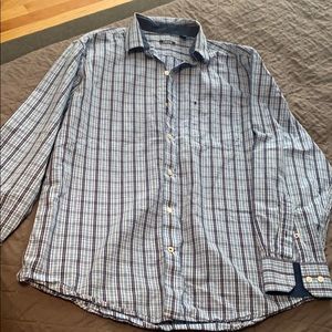 Blue and white plaid Izod button down sz M